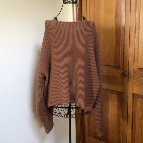 New Lunya Prima Cozy Pullover Reversible Cotton Silk Sweater Walnut Brown - Picture 5 of 12